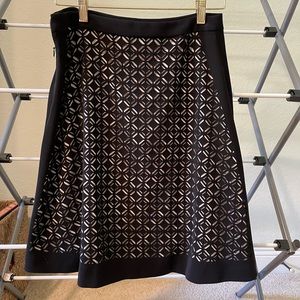 White House Black Market Black and Cream Skirt